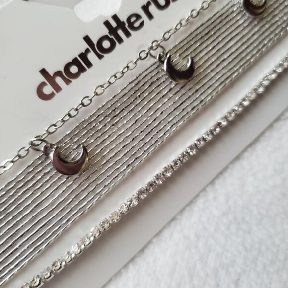 Charlotte Russe necklace silver color metal and fabric materials - Picture 7 of 7